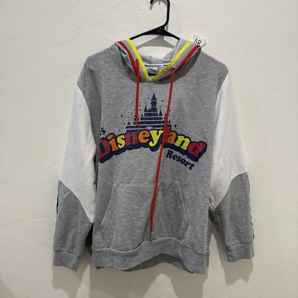 Disney Parks Womens Sweater Plus 1X Gray Disneyland Hoodie Pullover Pockets